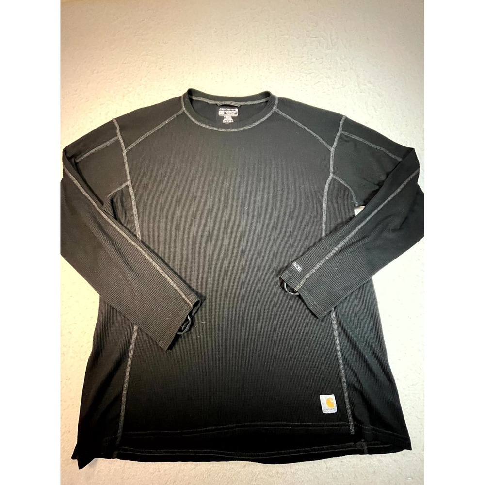 Carhartt Force Base Layer Thermal Shirt Mens 2XL Black Waffle Knit Sweat Wicking
